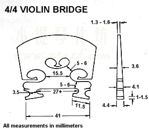 修削小提琴琴码的尺寸图