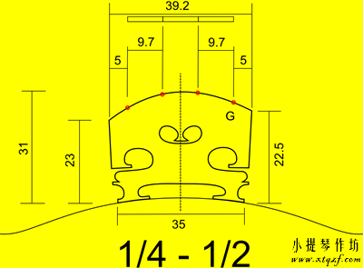 1/2-1/4小提琴琴码高度尺寸